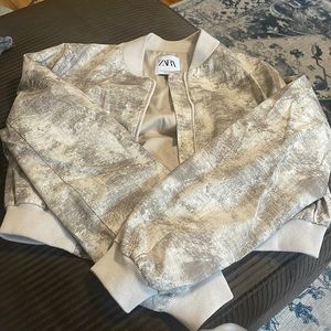 ZARA Printed Cropped Bomber